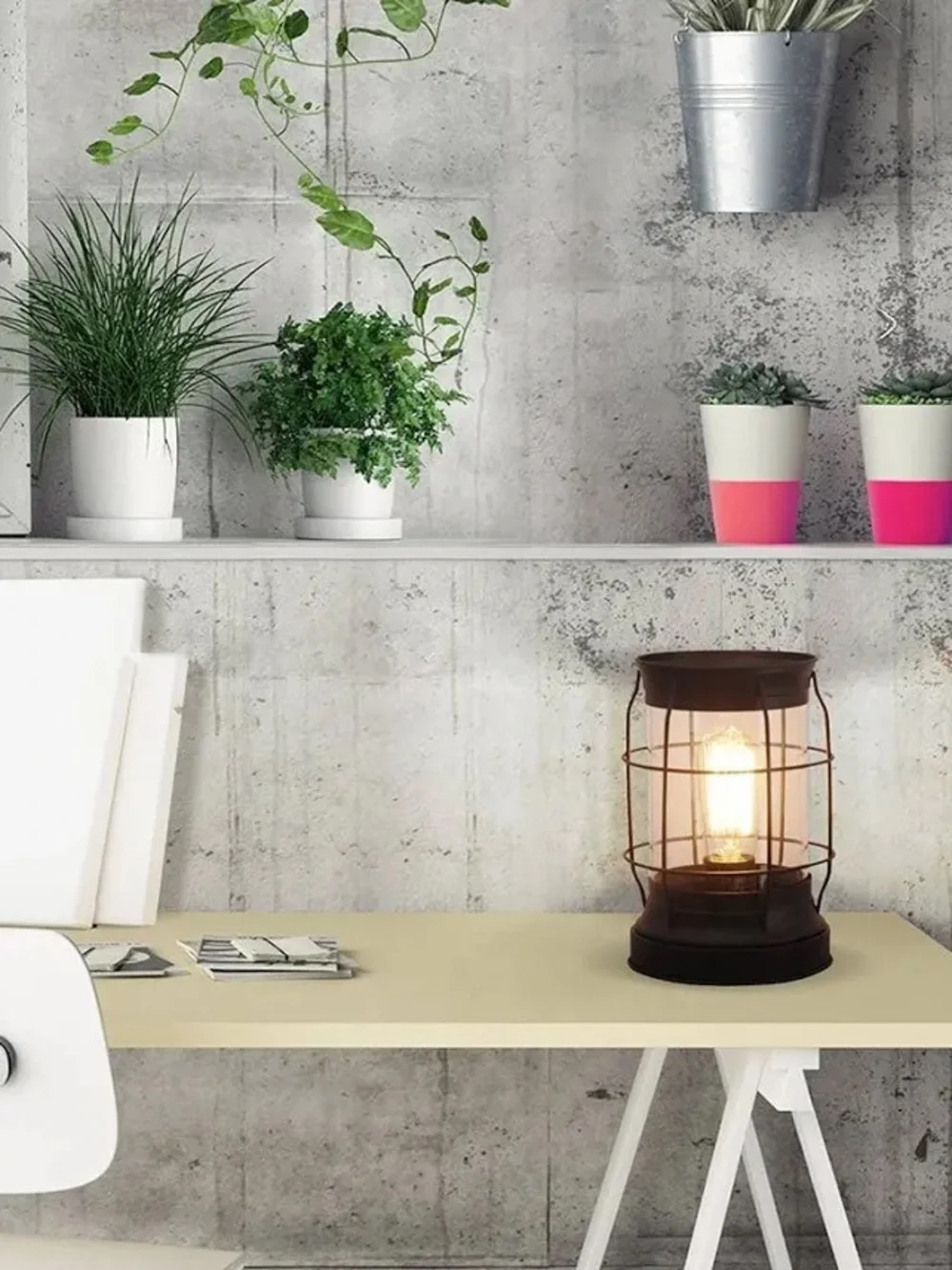Perfect Lamp NWT BHG Modern Bronze Metal & Glass Edison Lantern